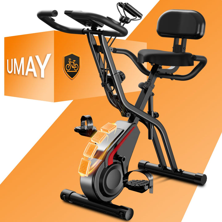 UMAY Heimtrainer Fahrrad Klappbar, Indoor Spinning Bike, Ergometer mit Pulsmessung & LED Display, Ho