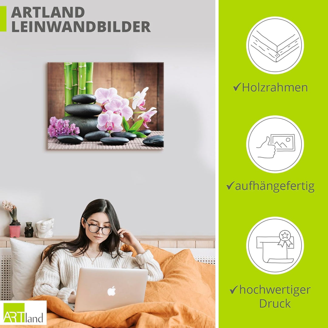 Artland Leinwandbild Wandbild Bild auf Leinwand 60x45 cm Wanddeko Zen Asien Asiatisch Wellness Spa B