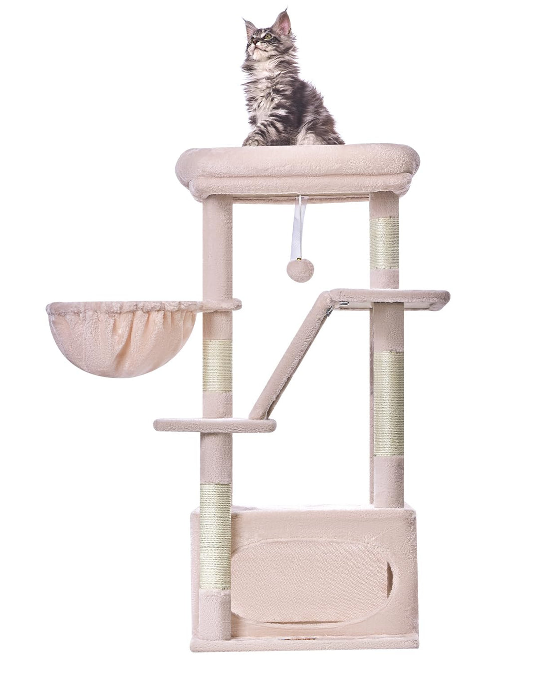 Taoqimiao Kratzbaum, 98cm katzenbaum Stabil KatzenKratzbaum Cat Tree mit Katzenhaus, Korb, 4 Kratzsä