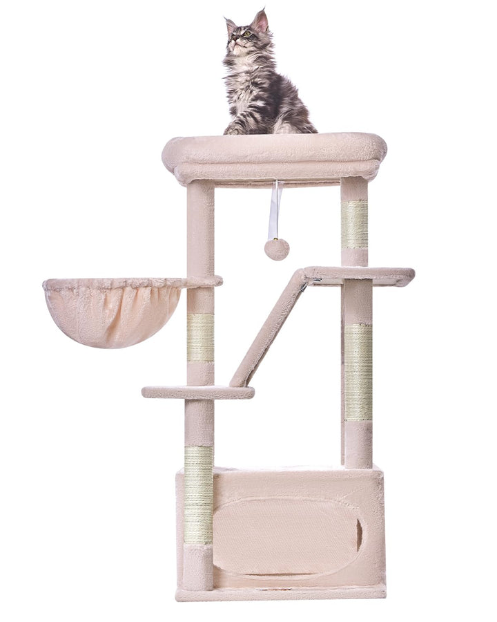 Taoqimiao Kratzbaum, 98cm katzenbaum Stabil KatzenKratzbaum Cat Tree mit Katzenhaus, Korb, 4 Kratzsä