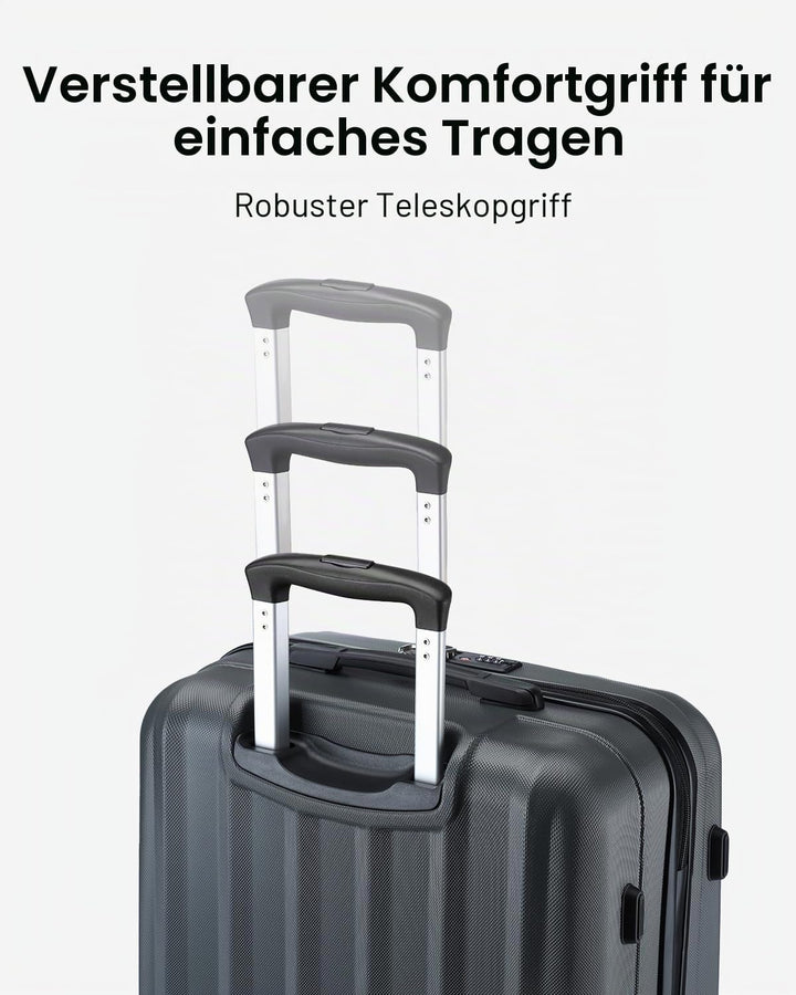 KONO Hartschale Gepäck Leichten ABS Reisekoffer Rollenkoffer 4 Rollen Grau L, Grau L