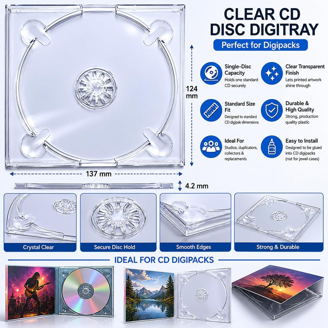 10 x Durchsichtiges CD-Disc-Digitray für Digipacks