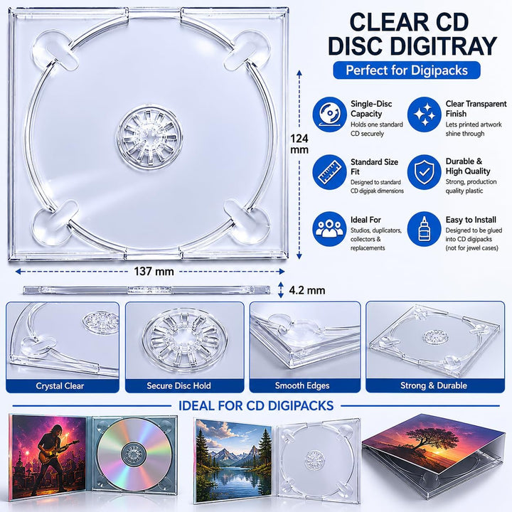 10 x Durchsichtiges CD-Disc-Digitray für Digipacks