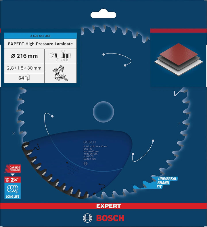 Bosch Professional 1x Kreissägeblatt Expert for High-Pressure Laminate (für Hochdrucklaminat, Sägebl