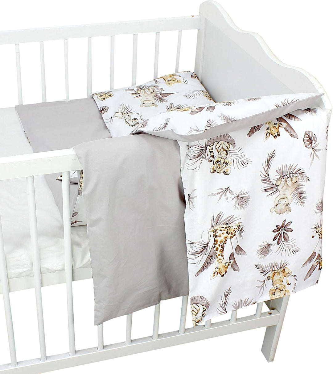 TupTam Kinder Bettwäsche Gemustert 2-Teilig Wendebettwäsche, Farbe: Beige Löwe Blätter/Beige, Grösse