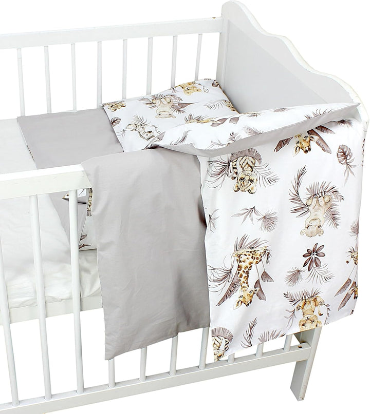 TupTam Kinder Bettwäsche Gemustert 2-Teilig Wendebettwäsche, Farbe: Beige Löwe Blätter/Beige, Grösse