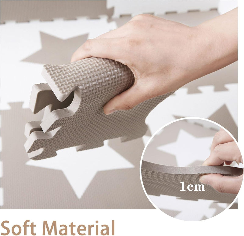 INTOMENG Puzzlematte Spielmatte Beige Baby Kinder Boden Matte Puzzlematten Schadstofffrei Krabbelmat