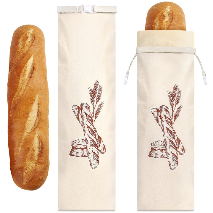 2 Stück 70 * 20cm Brotbeutel mit Bienenwachstuch Innenfutter Wiederverwendbare Brottüten Brot Obst G
