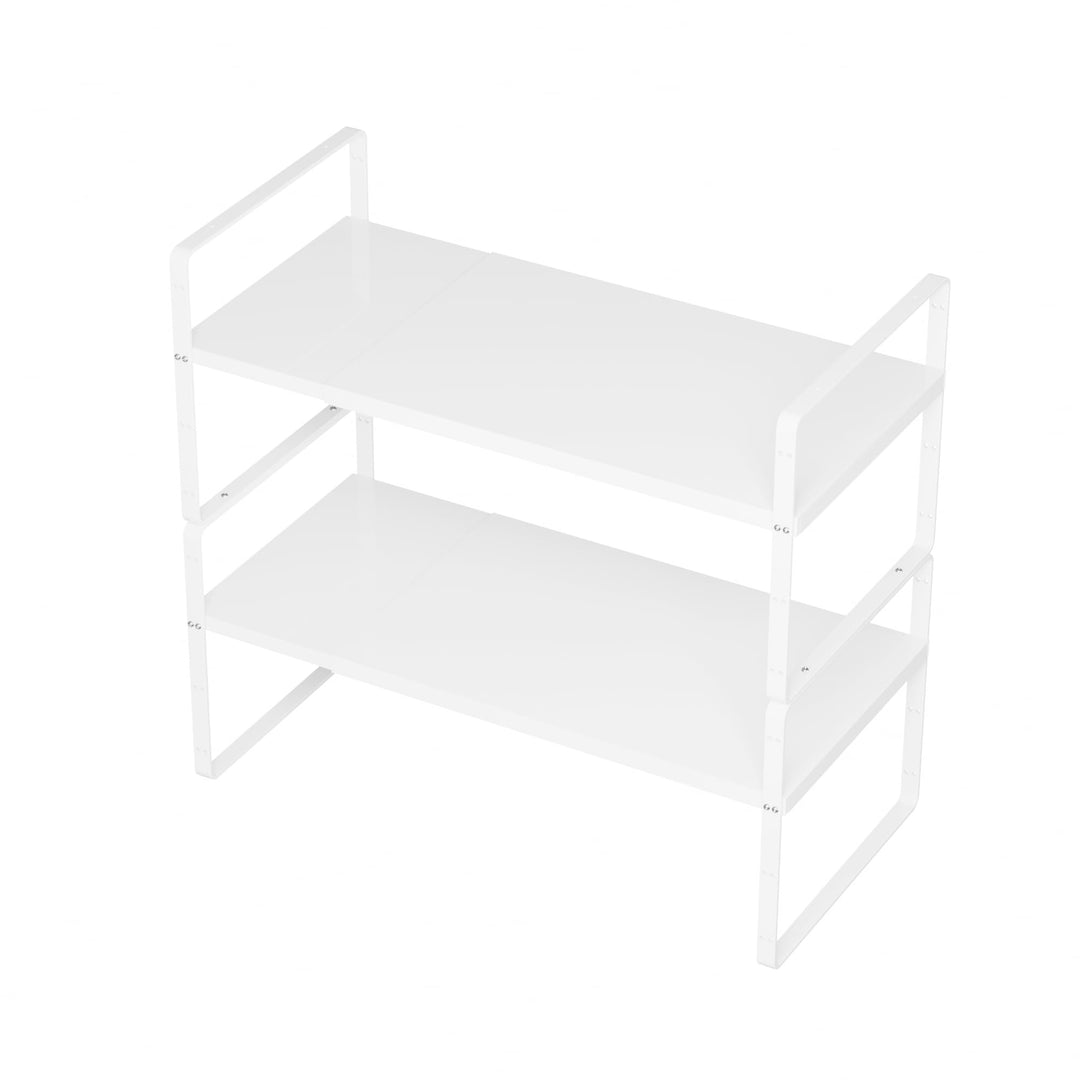 SANNO Erweiterbares Schrankregal, stapelbar, Thekenregal, Organizer für Schrank, Teller, Geschirr, T