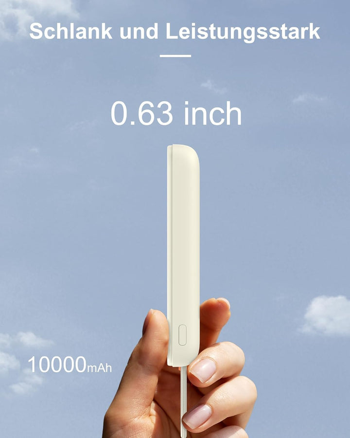 AsperX Magnetische Powerbank für MagSafe,10000mAh Power Bank 22.5W PD USB-C Kabel Schnellladen,Kabel