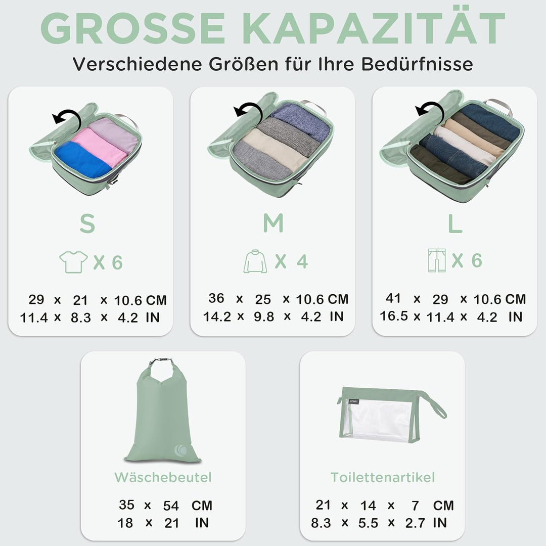 Cipway Kompression Koffer Organizer Set für Rucksack ，Ultraleichte Packtaschen Compression Packing C
