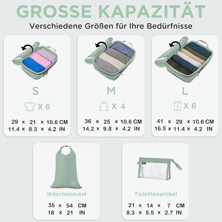 Cipway Kompression Koffer Organizer Set für Rucksack ，Ultraleichte Packtaschen Compression Packing C