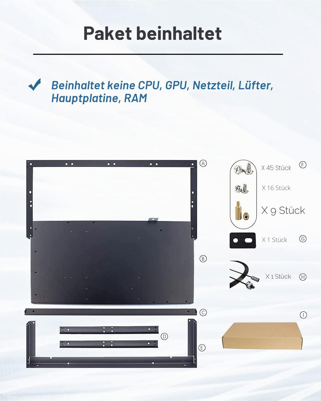 Mining Rig Frame Case 6 Gpu, Mining Rig Frame mit Antistatikstreifen, Open Air PC Case für ATX/Btx/F