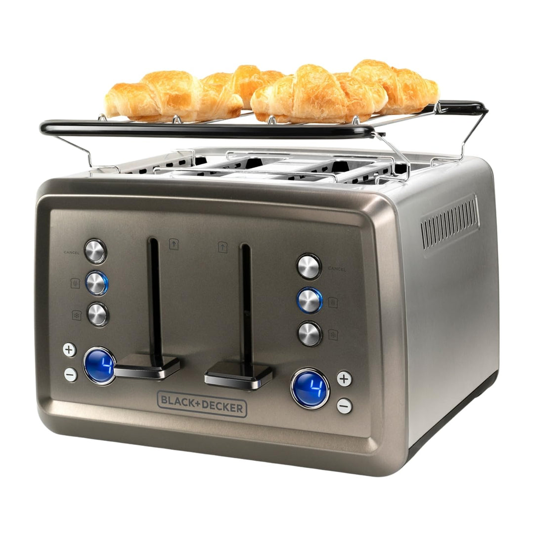 BLACK+DECKER - Toaster 1960W, 4 breite Schlitze, LCD 4 Schlitze, 4 Schlitze