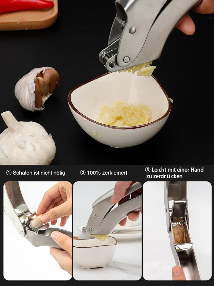 SimCoker Premium Knoblauchpresse, 304 Edelstahl, Kein Schälen Nötig, Spülmaschinenfest, Garlic Press