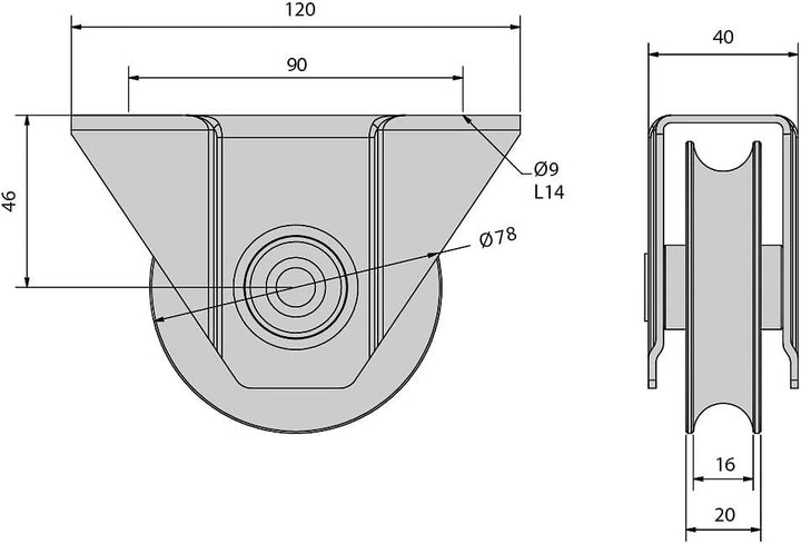 Ergänzungsset Schiebetorbeschlag SLID'UP 1600 mit Bodenlaufschiene 585 cm (3x 195 cm) für Tore bis 4