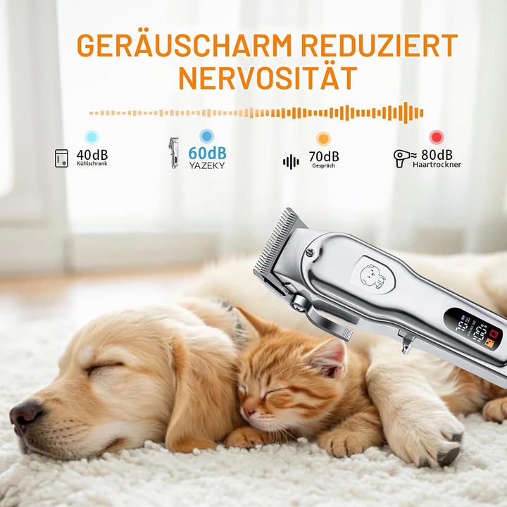 Profi Hundeschermaschine, Schermaschine Hund Katze,Tierhaarschneidemaschine set mit 4 Schneidköpfen