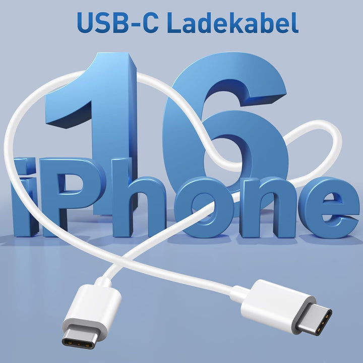40W USB C Ladegerät + 3M Lang Ladekabel für iPhone 17/Pro Max Air/16/16e/15 Plus, iPad 11/10/A16, Ga