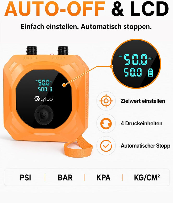 Elektrische SUP Pumpe (optional mit Akku / 12V KFZ-Anschluss) - Lytool 50 PSI Hochdruck Kombi-Luftpu