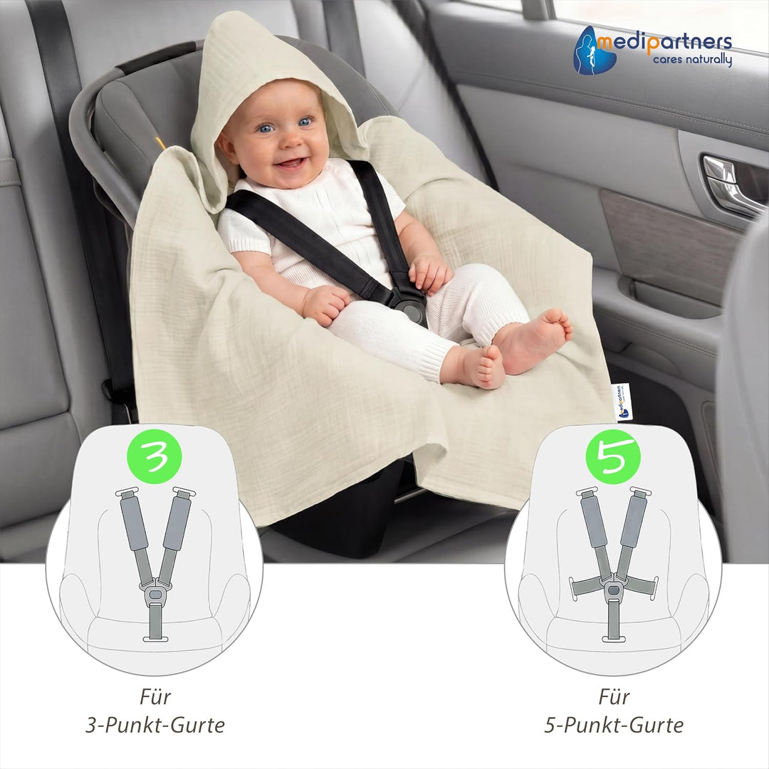 Medi Partners Einschlagdecke Baby Babyschale 100% Baumwolle für Sommer 85x85cm Kinderwagen Kuschelde