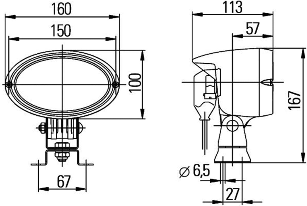 HELLA - Halogen-Arbeitsscheinwerfer - Oval 100 - 12V - Anbau/Schraubanschluss - 4-Punkt Befestigung