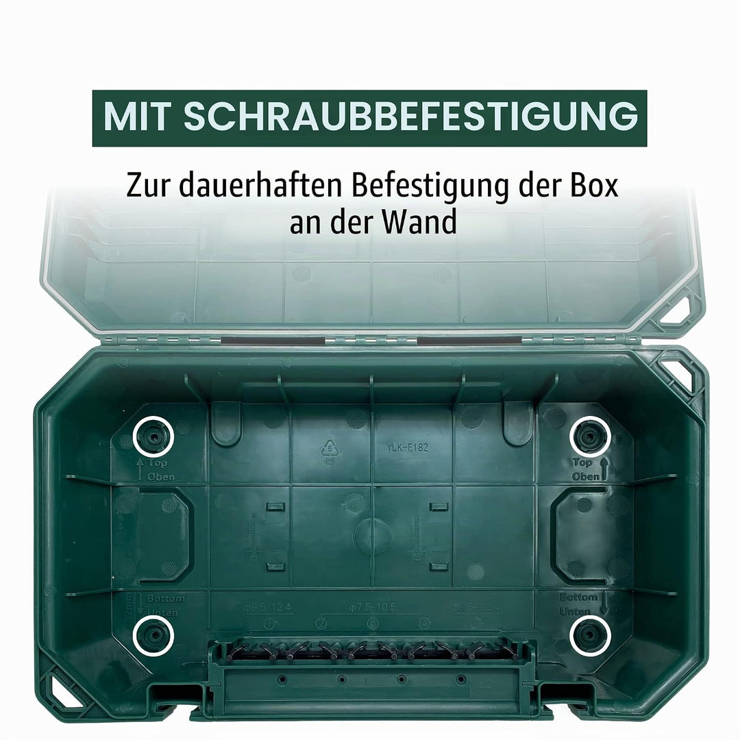 Electraline 300182 Wetterfeste Schutzbox für den Aussenbereich, IP54, mit Steckdosenleiste, 4-fach,
