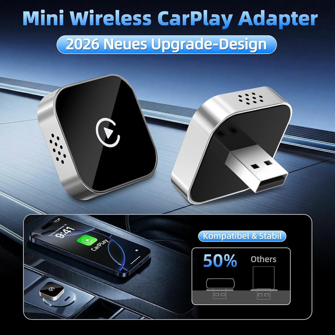 Carplay Wireless Adapter, 2-In-1 Mini Apple Wireless Carplay Adapter, USB-C/A 2026 Car Play Adapter