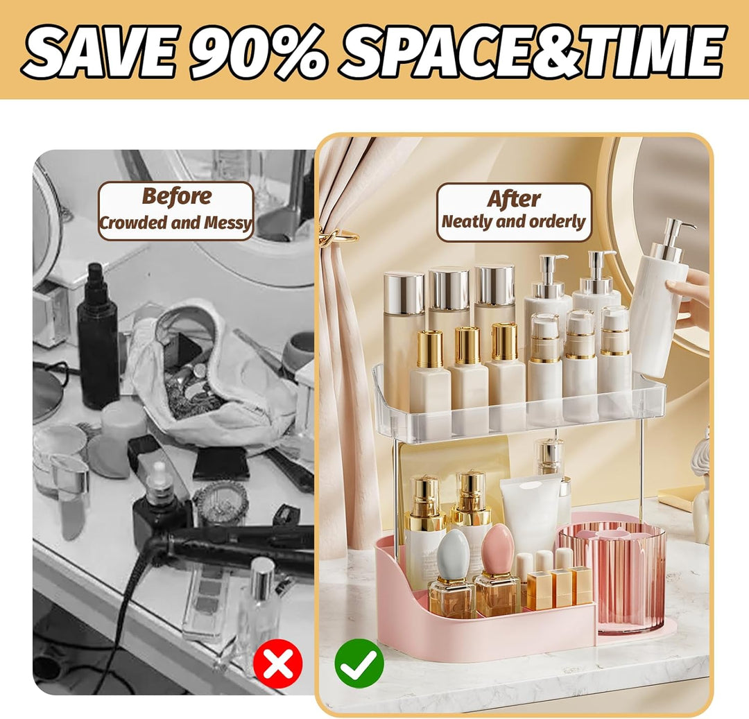 DASITON Make Up Kosmetik Organizer, 360° drehbarer Make Up Pinsel Organizer, Schmink Aufbewahrung fü