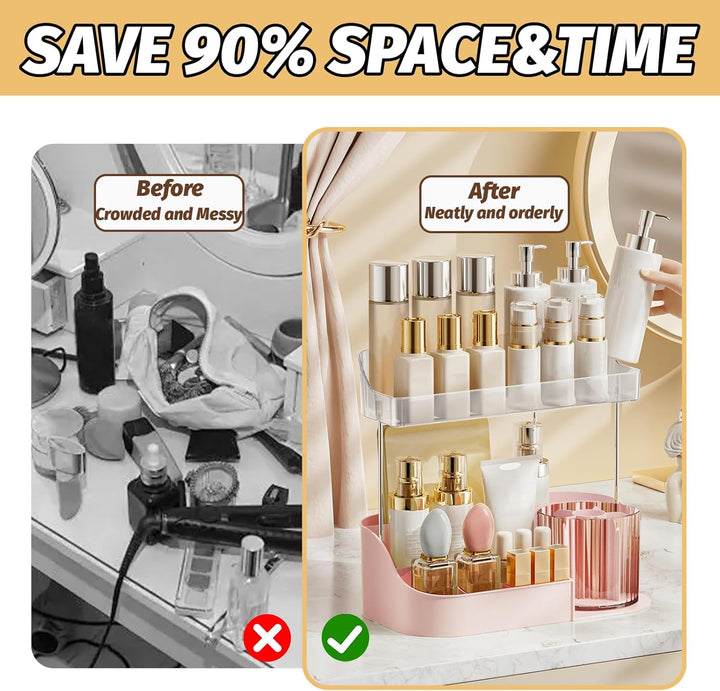 DASITON Make Up Kosmetik Organizer, 360° drehbarer Make Up Pinsel Organizer, Schmink Aufbewahrung fü
