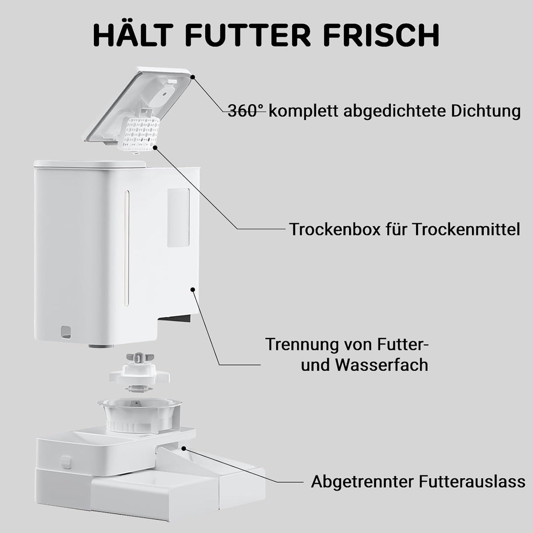 iPettie FW54 5G/2.4GHz WLAN Automatischer Futter- und Wasserspender 2-in-1 für Haustiere, 8.8L Gross