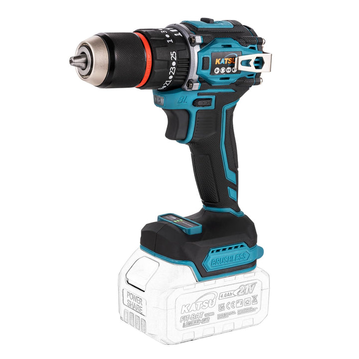 KATSU FIT-BAT 21V 3-in-1 Bürstenloser Akku-Schlagbohrschrauber, 13 mm Bohrfutter, LED-Licht, Metallh