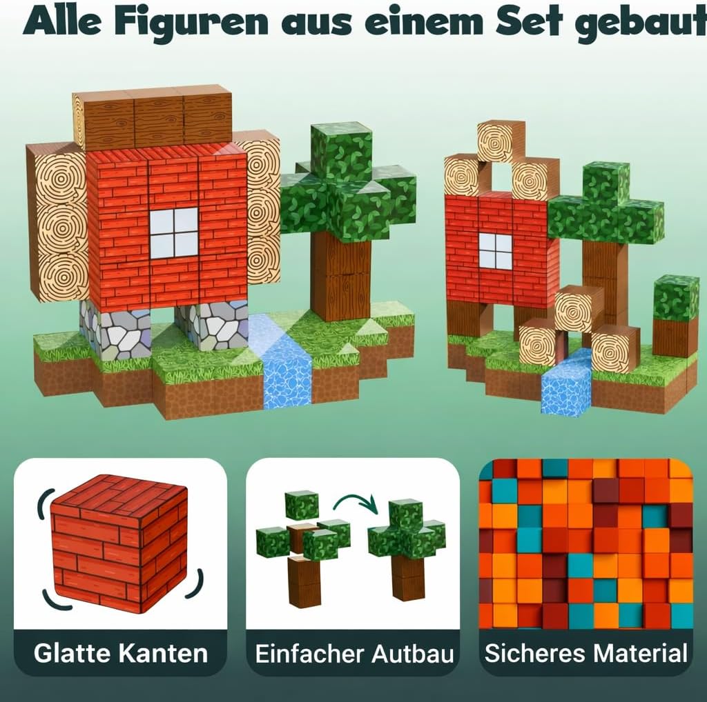 Desire Deluxe Magnetische Bauwürfel Spielzeugsets Bausteine Stapelblöcke Sets für Mädchen Jungen 3-8