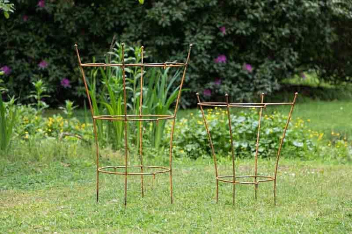 KUHEIGA 2er Set Staudenhalter Rostig aus Höhe: 60cm und 85cm - 2 TLG. Strauchhalter Rankgerüst, Rost