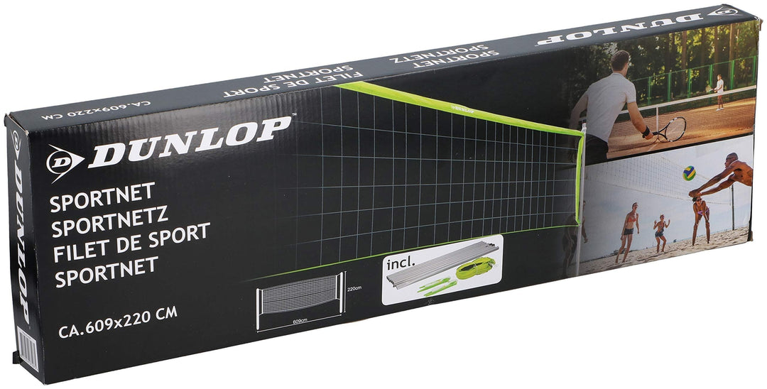 DUNLOP Sportnetz 609 x 220 cm – Multifunktionales Volleyballnetz Für Garten Spiele – Badminton Netz