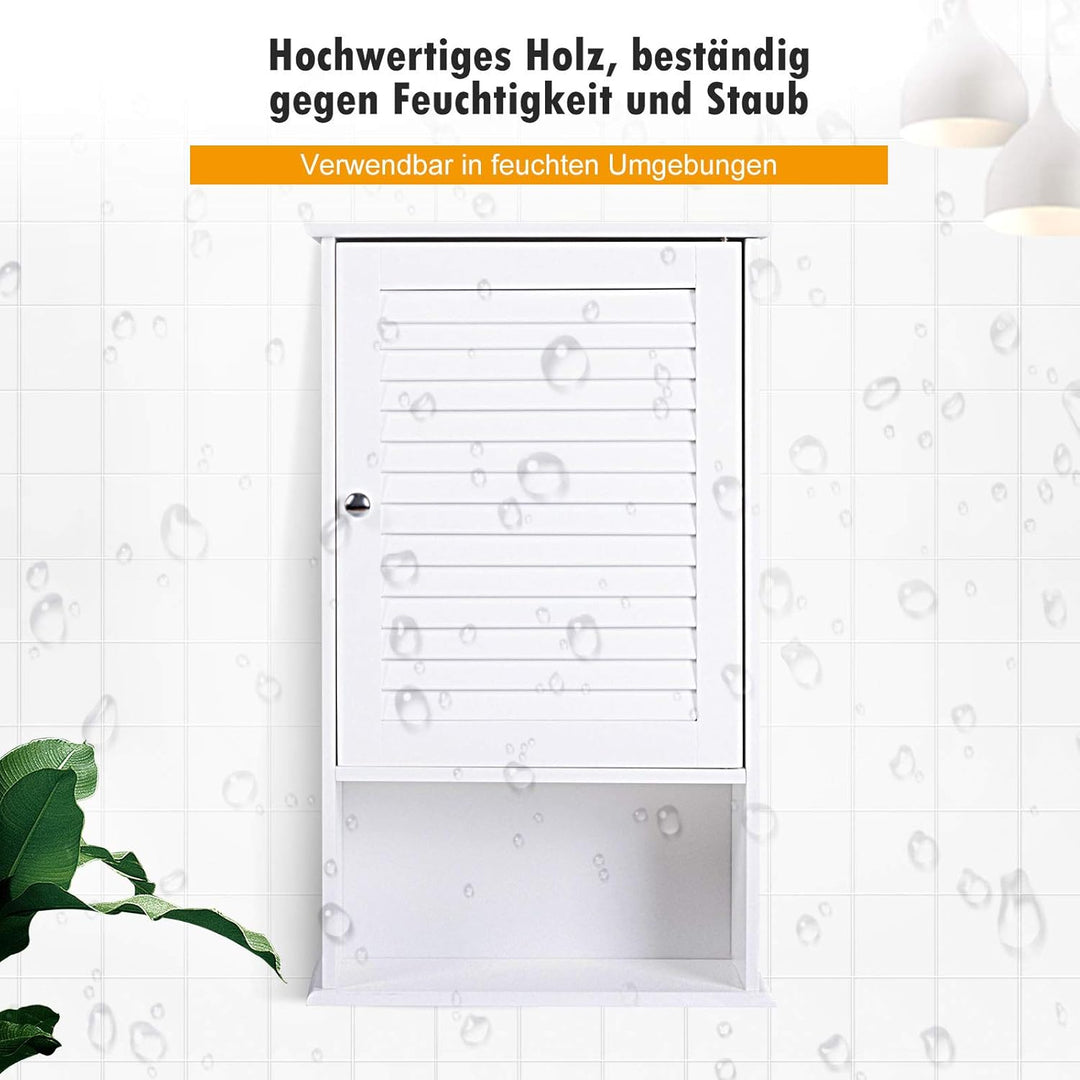 GOPLUS Hängeschrank weiss, Badezimmerschrank mit verstellbarem Fächer & Ablage, Badschrank, Küchensc