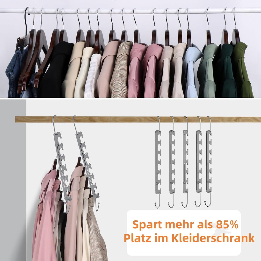 Sindax Kleiderbügel Platzsparend, Teleskopisch 6 auf 9 Löcher Metall Sehr Stark rutschfest Kann Schw