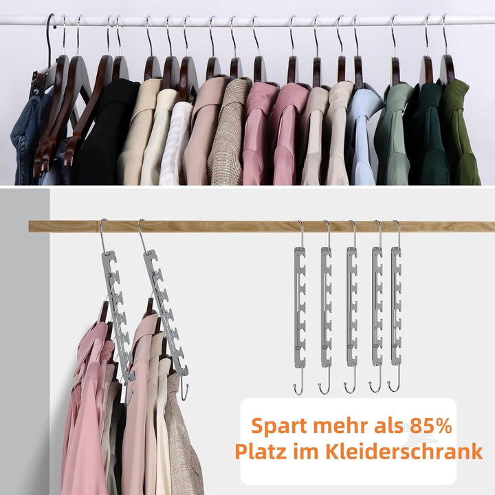 Sindax Kleiderbügel Platzsparend, Teleskopisch 6 auf 9 Löcher Metall Sehr Stark rutschfest Kann Schw