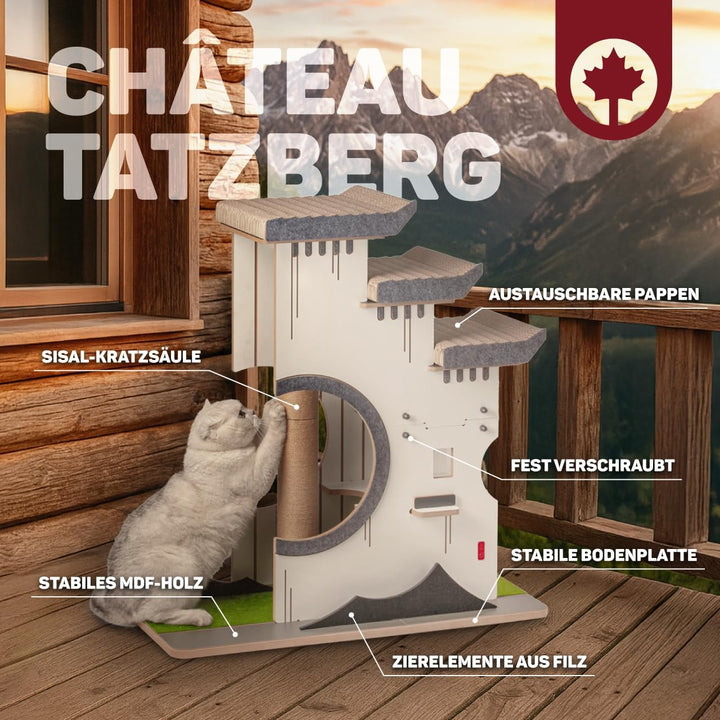 CanadianCat Company | Kratzbaum Katzenmöbel Château Tatzberg - Sisal Kratzflächen, Kuschelhöhle &amp; Kl