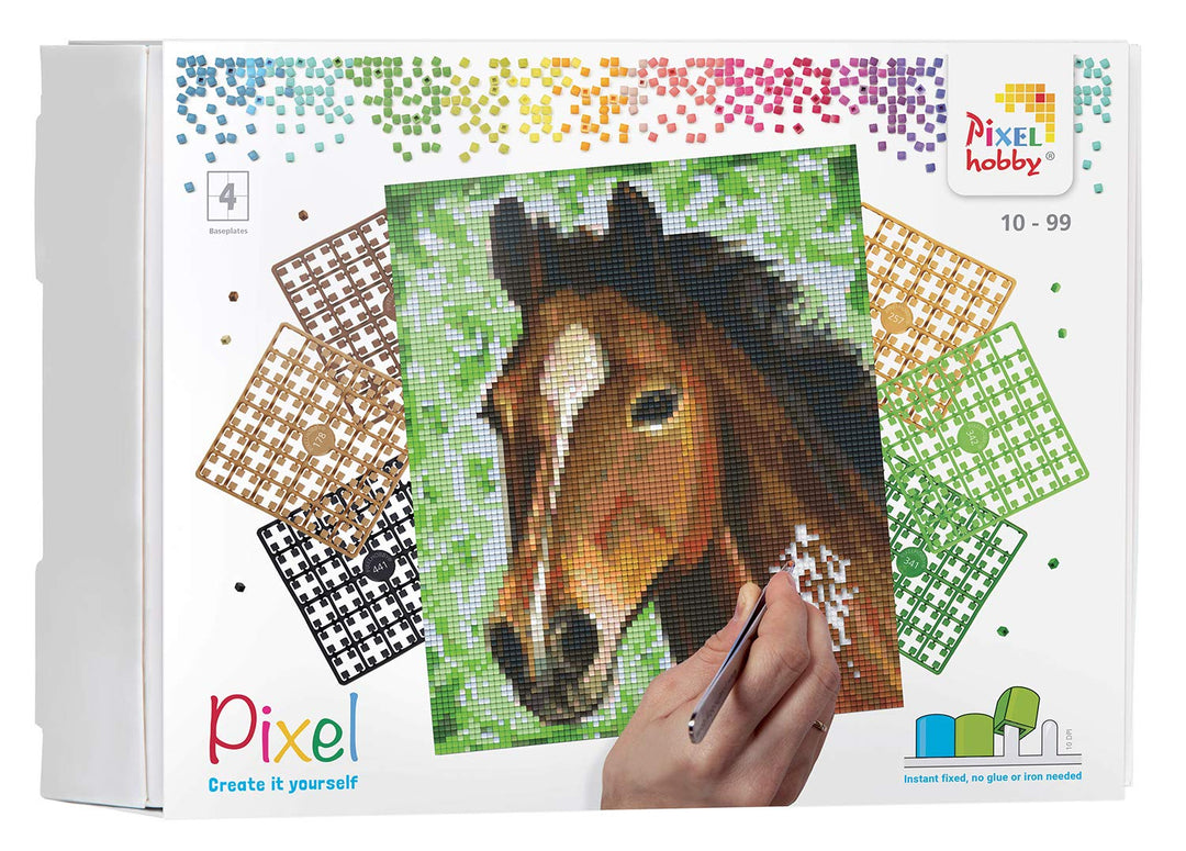 Pixel P090027 Mosaik Geschenkverpackung Pferd, Pixelbild ca. 20,3 x 25,4 cm gross, kinderleichtes St