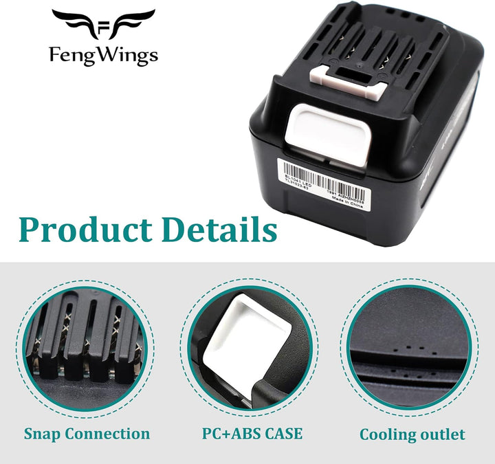 FengWings® BL1041B 4.0Ah Ersatz für Makita Akku 12V BL1016 BL1015 BL1021B BL1040, Mit Ladegerät DC10