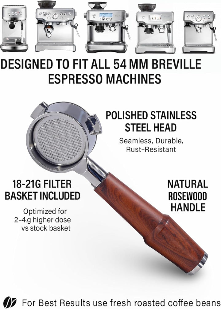 54mm Bodenloser Siebträger für Sage Barista Express, Pro, Touch, Bambino Plus, Infuser, Duo Temp Pro