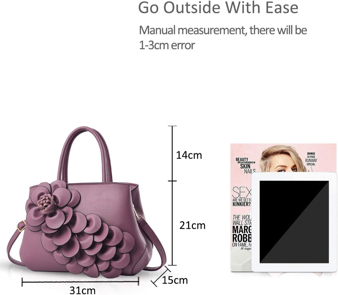 NICOLE & DORIS Umhängetasche Umhängetasche Handtasche Blumenmotiv für Damen Violett, Violett