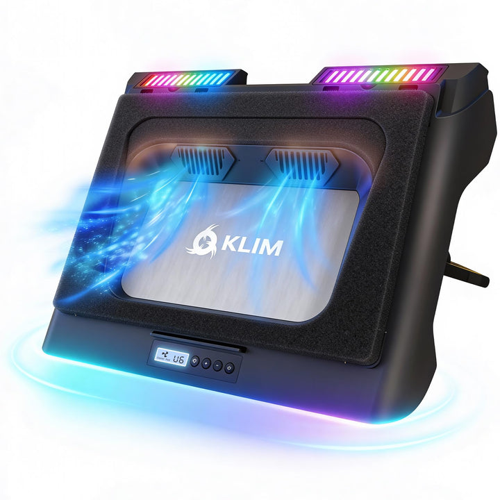 KLIM Mistral Laptop Kühler | Leistungsstarker Turbo-Ventilator (4500 U/min) | Gummiringdichtung für