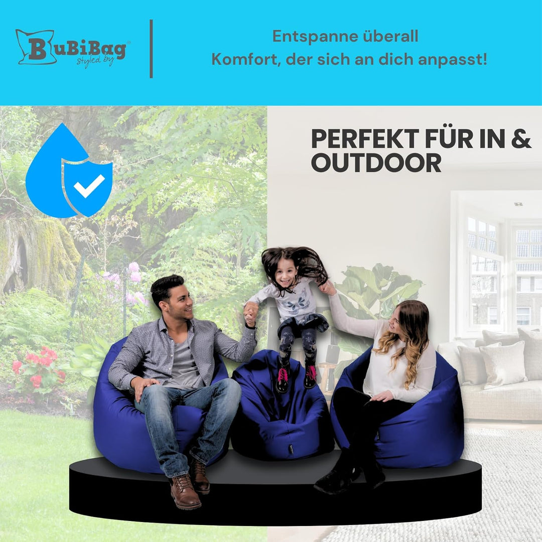 BuBiBag 2in1 Sitzsack L - XXL mit Füllung für Kinder & Erwachsene, Gaming Beanbag & Bodenkissen für