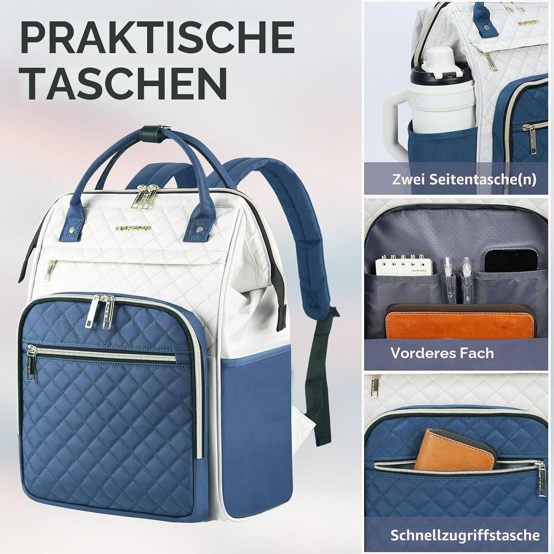 EMPSIGN Laptop Rucksack Damen 17.3 Zoll, Wasserfest Mädchen, Elegante Arbeitstasche Lehrertasche, Re