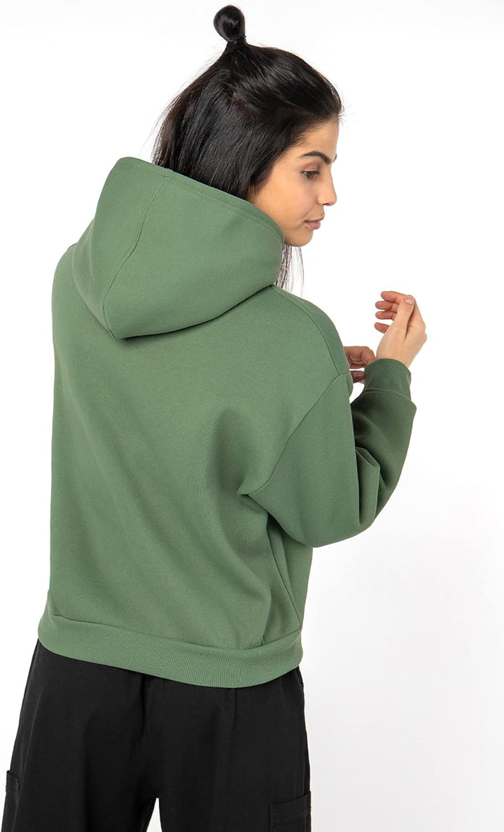 Sublevel Damen Basic Pullover Hoodie mit Mini-Print L Grün, L Grün