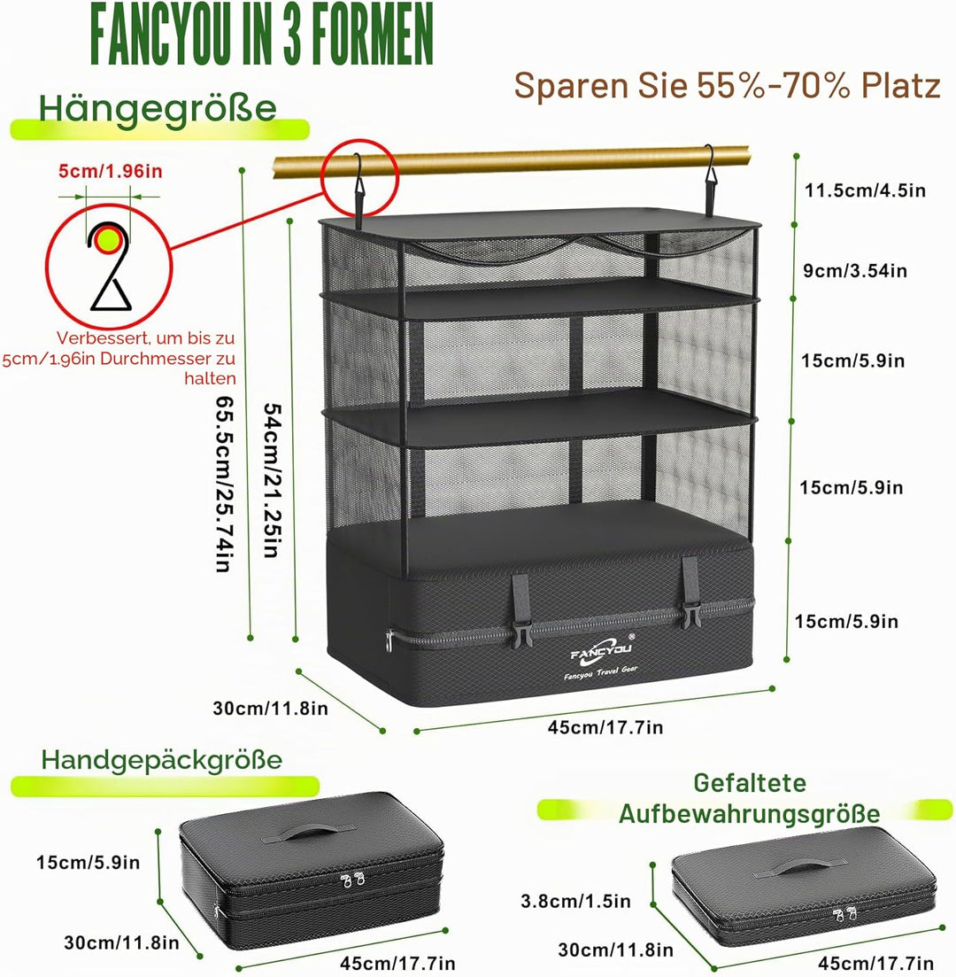 Koffer Organizer Hängende Verpackung Würfel Tragbare Schrank Regale Kompressive Reisegepäck Essentia