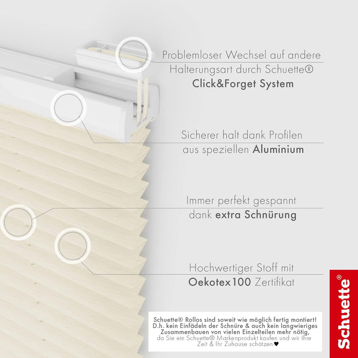 Schuette® Plissee mit Bohren zum Anschrauben ● Dolomite Kollektion: Vanilla Sky (Beige) ● 120x100cm