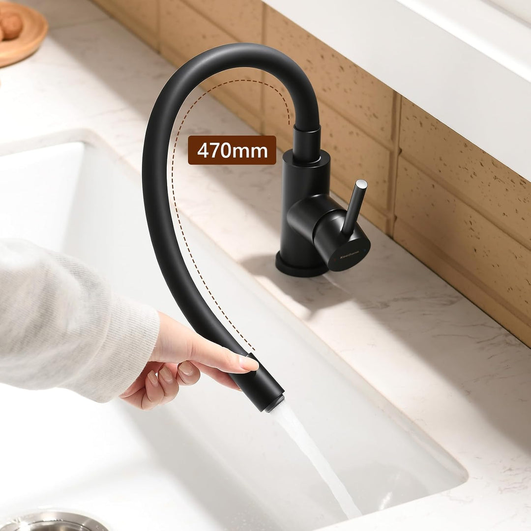 Wasserhahn Küche schwarz flexible Auslaufbrause Spültischarmatur 360° schwenkbar Küchenarmatur mit a