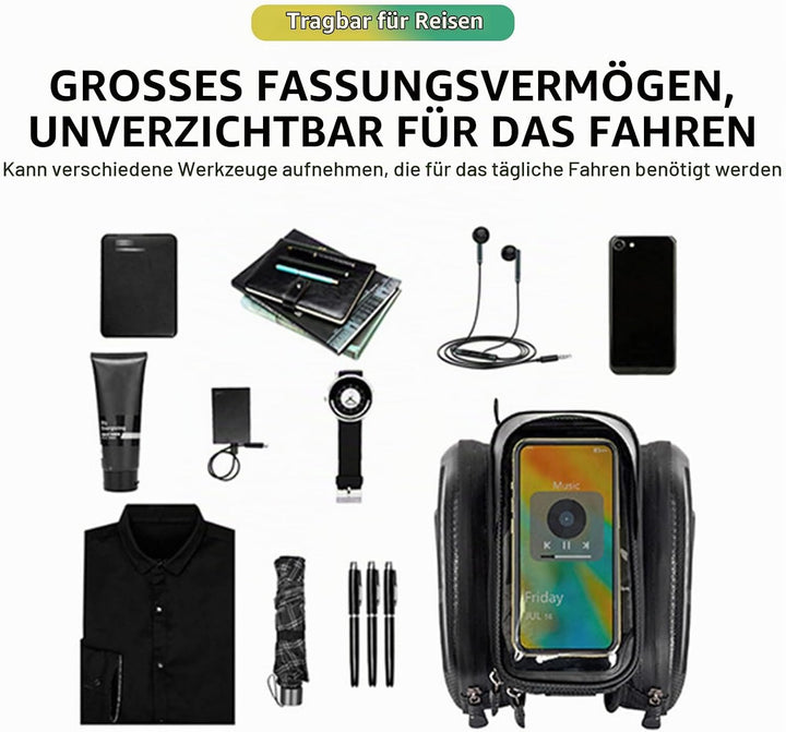 Fahrrad Rahmentasche Wasserdicht Fahrradtasche Rahmen Handytasche mit TPU Sensitivem Touchscreen für